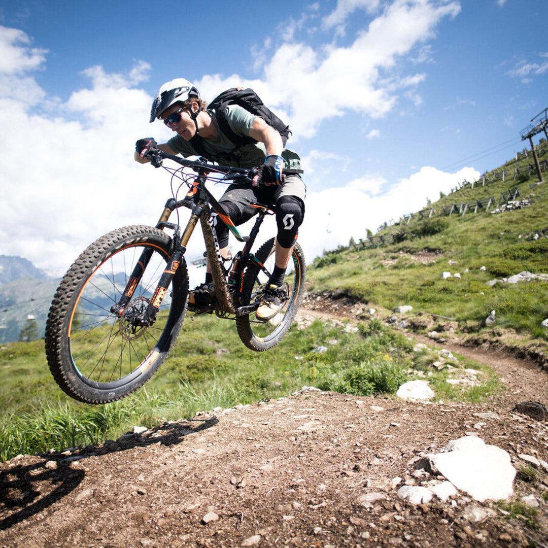 Man on a mountain bike in the countryside