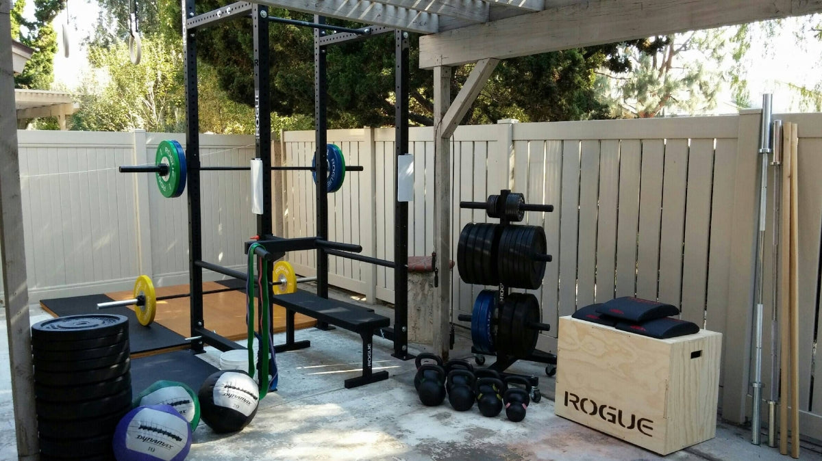 Outdoor home gym with shelter