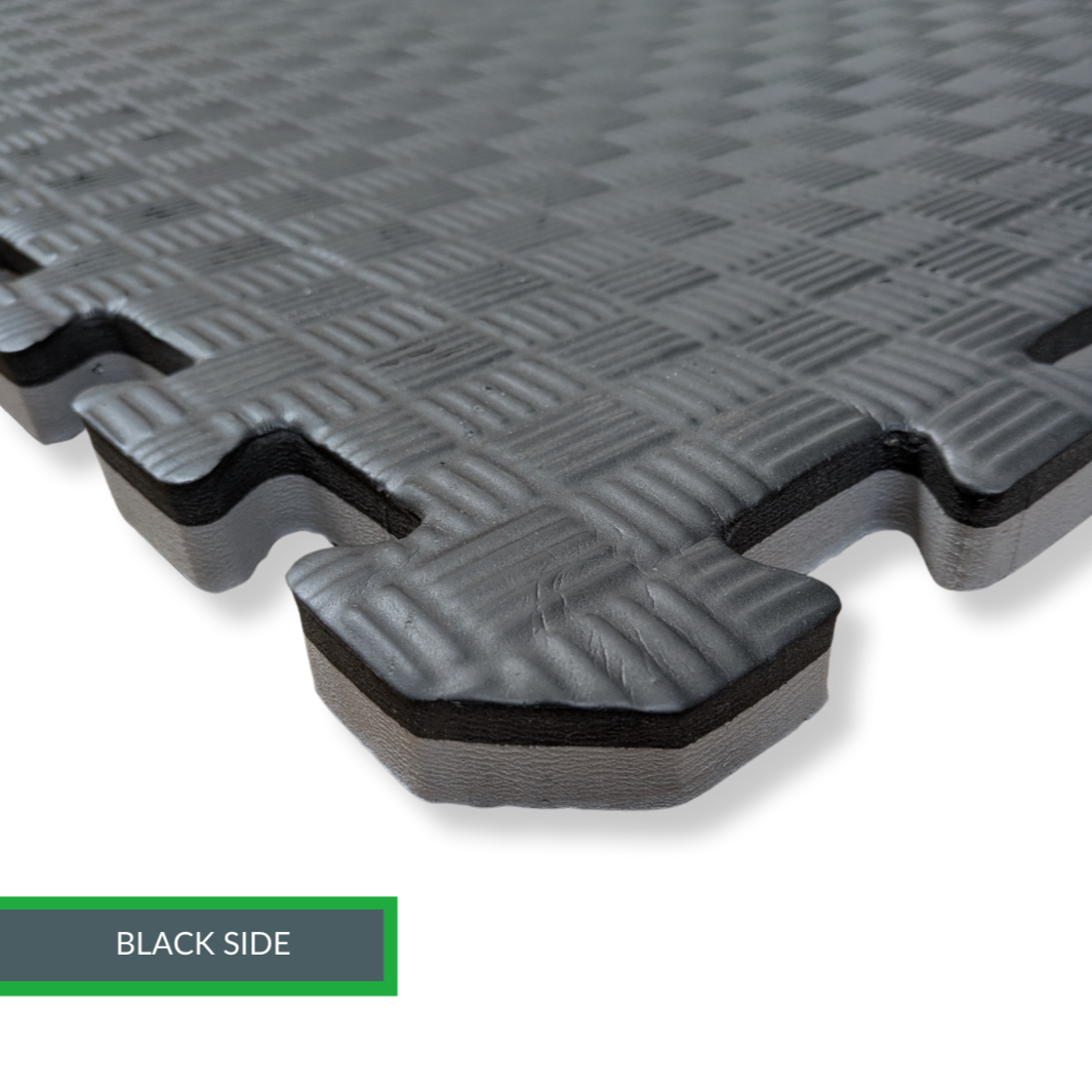 26mm Premium Reversible EVA Tatami Foam Mats - Dual Grey/Black Sprung Gym Flooring