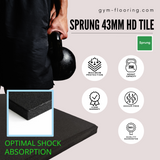 43mm Sprung PRO Rubber AntiShock Gym Flooring Tile