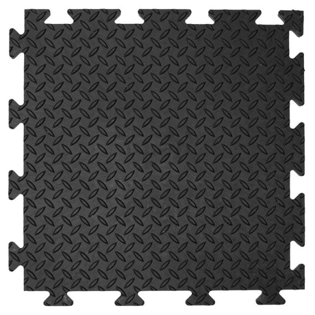 Black Vinyl Garage Flooring Tiles | Checkerlock, 500mm x 500mm x 14mm Thick