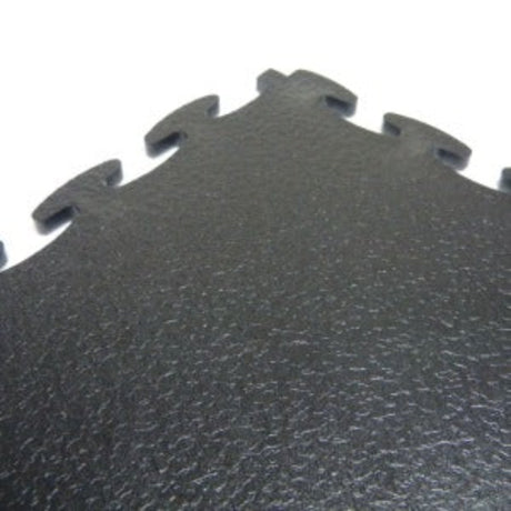 Black Garage Flooring Tiles | Easilock - Leather Effect, 500mm x 500mm x 7mm Thick
