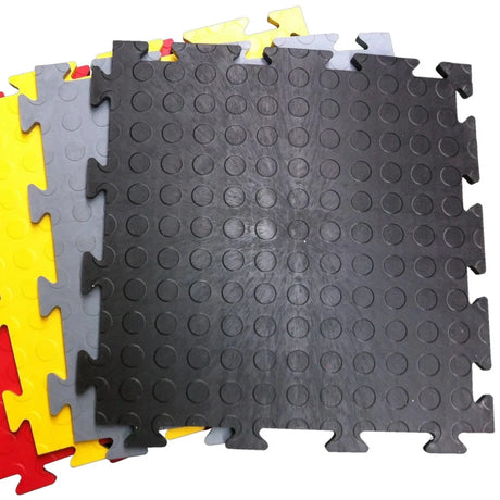 Black Vinyl Industrial Flooring Tiles | Pennylock, 500mm x 500mm x 12mm Thick